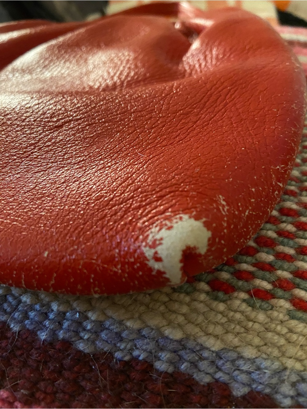 Vintage Red Leather Frame-Top Wristlet Handbag - Picture 8 of 8